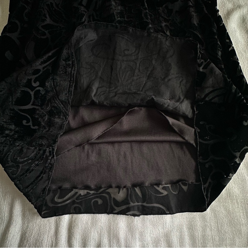 AB Studio Dress Womens 8 Black Velvet Burnout Halter Sleeveless Cocktail Party - Picture 8 of 11